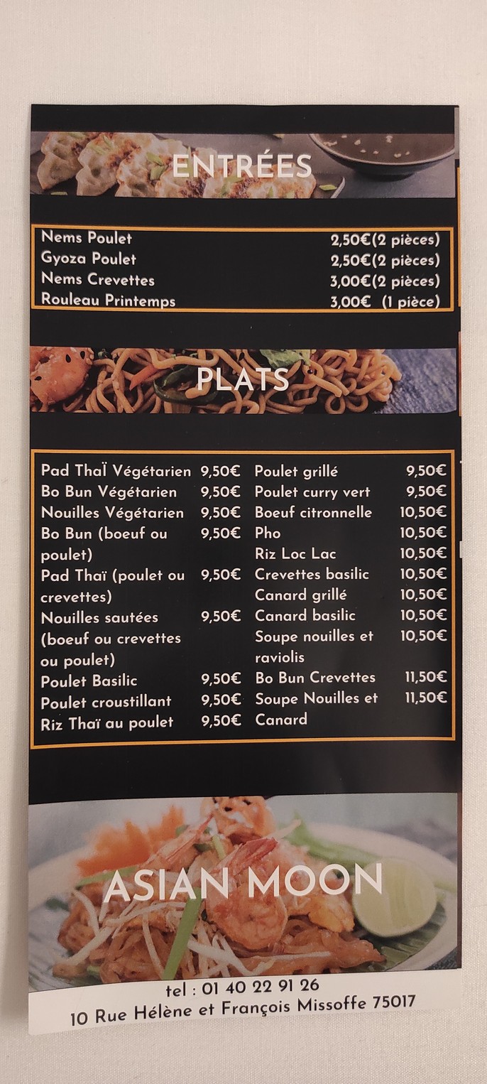 Asian Moon menu 1
