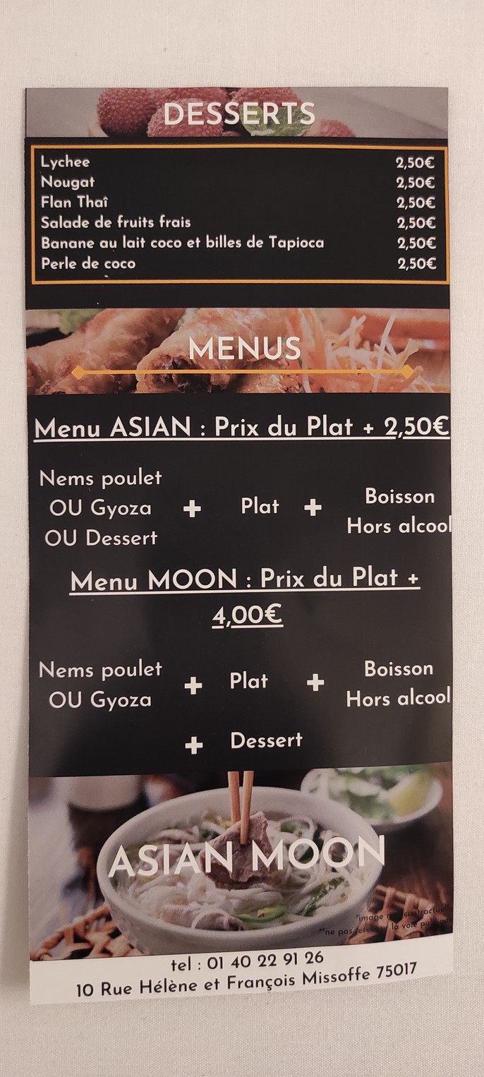 Asian Moon menu 2