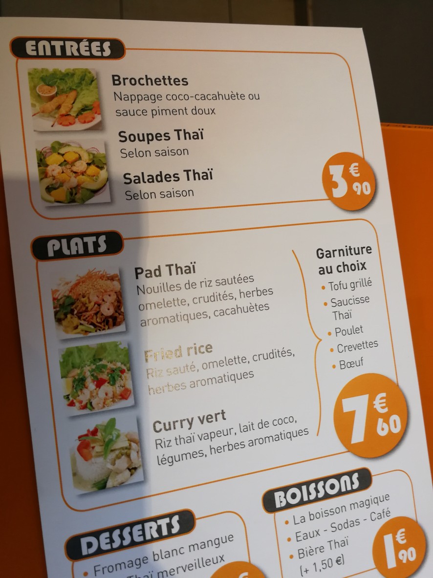 Thaï in box - Boulogne Centre menu 1