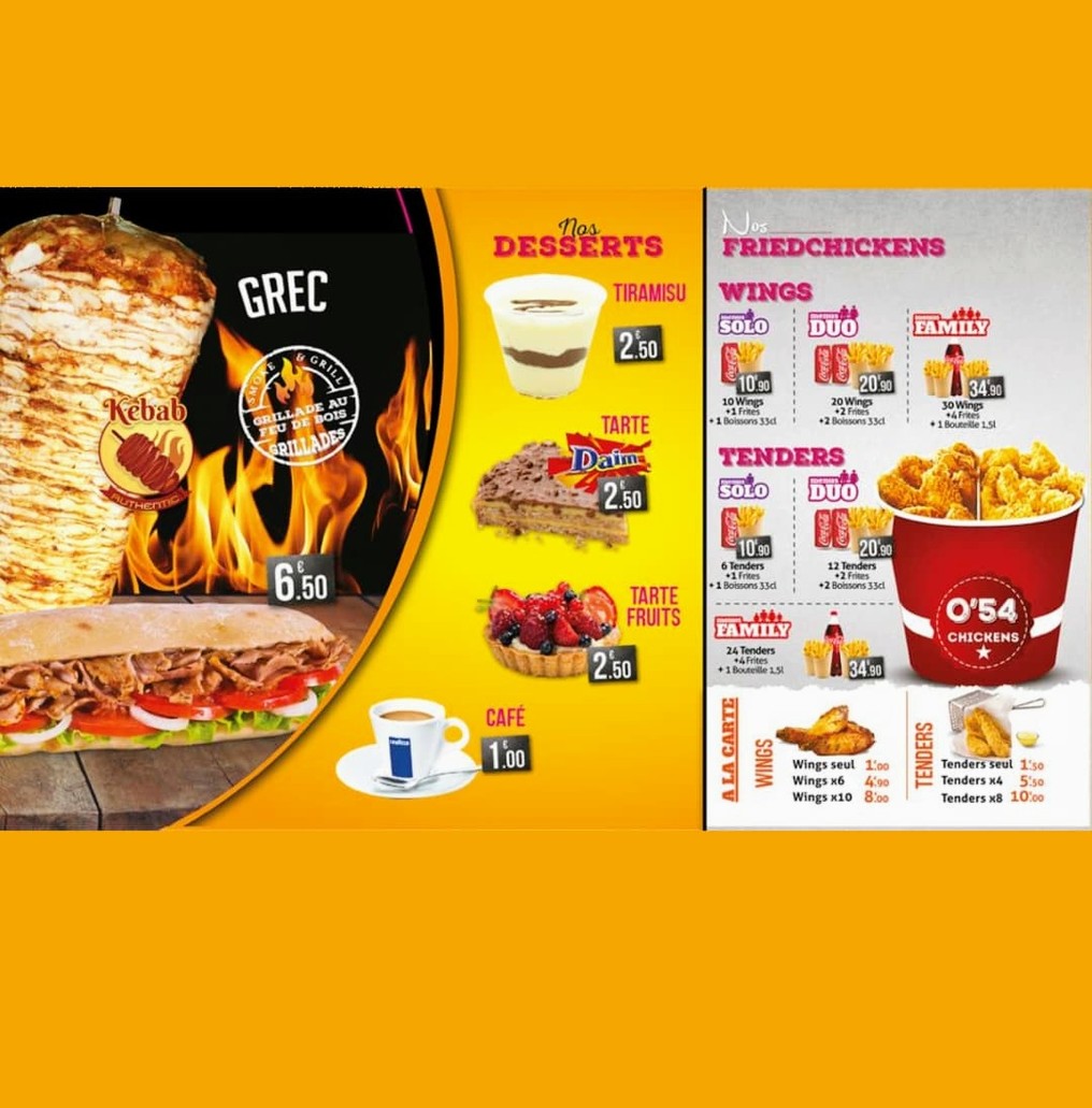 O' 54 menu 4