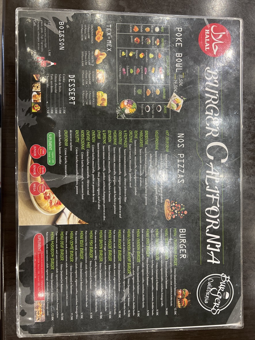 Burger California menu 2