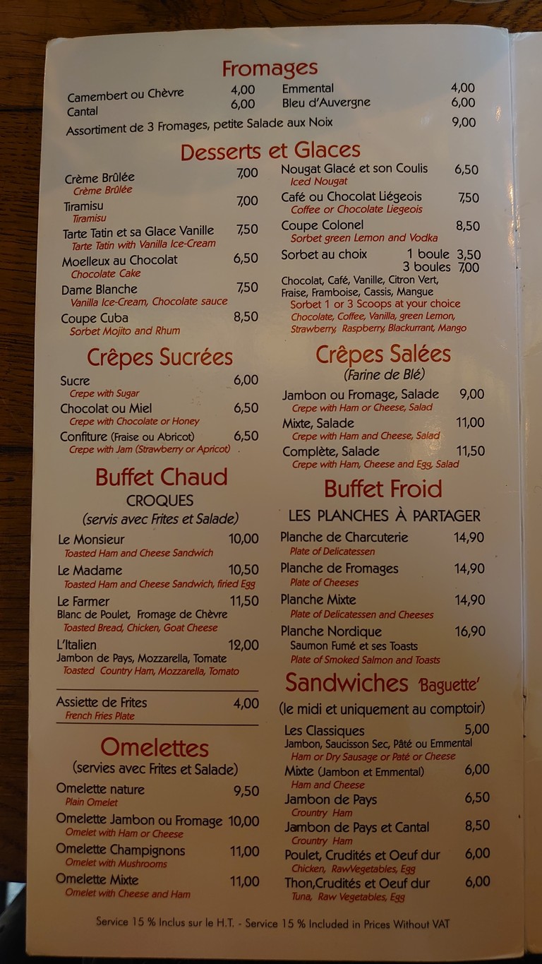 Le Jaurès Café menu 1