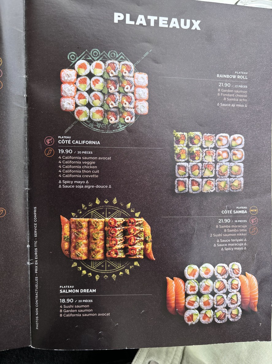 Côté Sushi Kléber menu 1