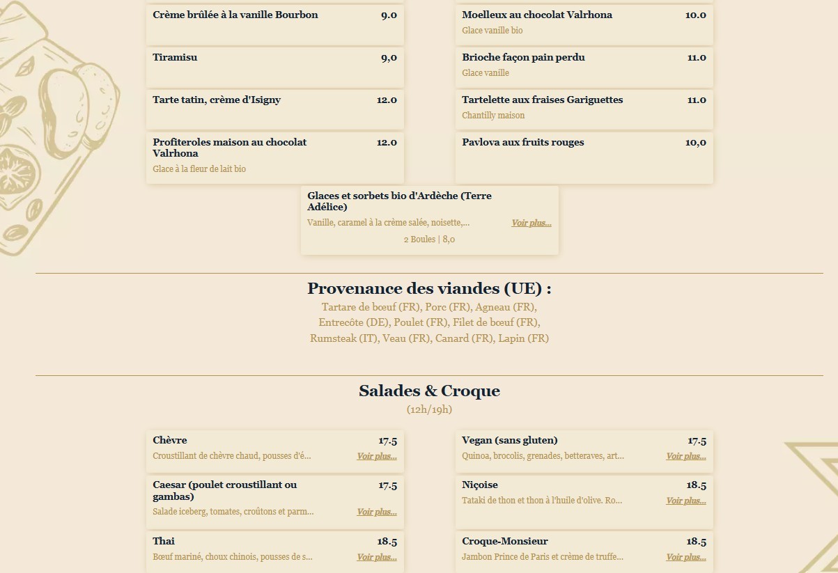 La Marine menu 3