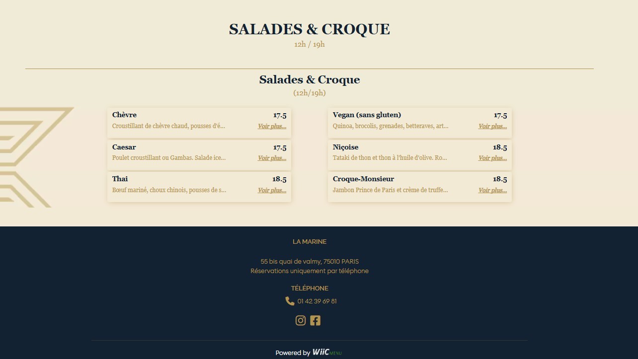 La Marine menu 4
