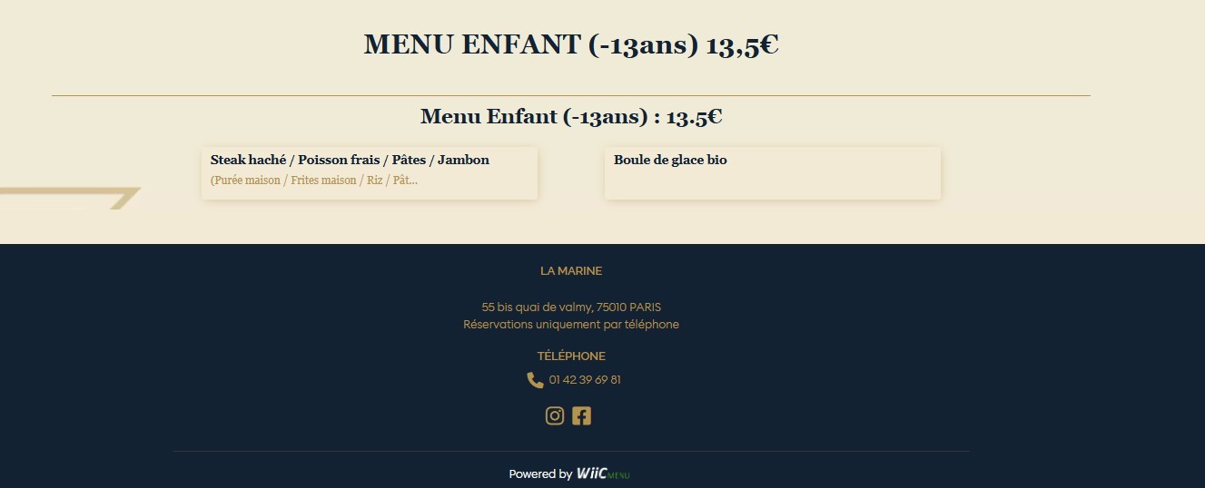 La Marine menu 8