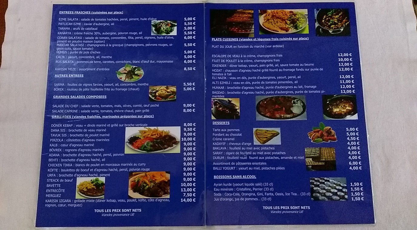 Café restaurant de la Paix menu 2