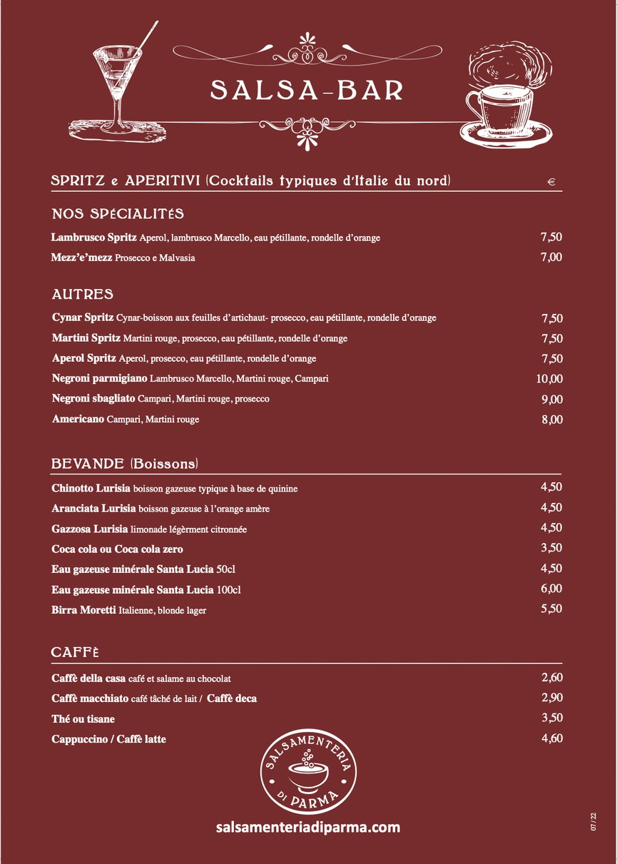 Salsamenteria di Parma menu 1