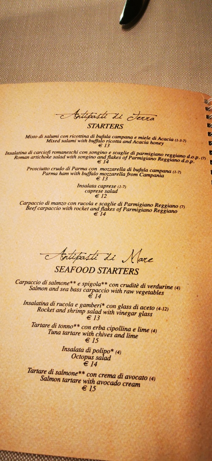 La Pentolaccia menu 1