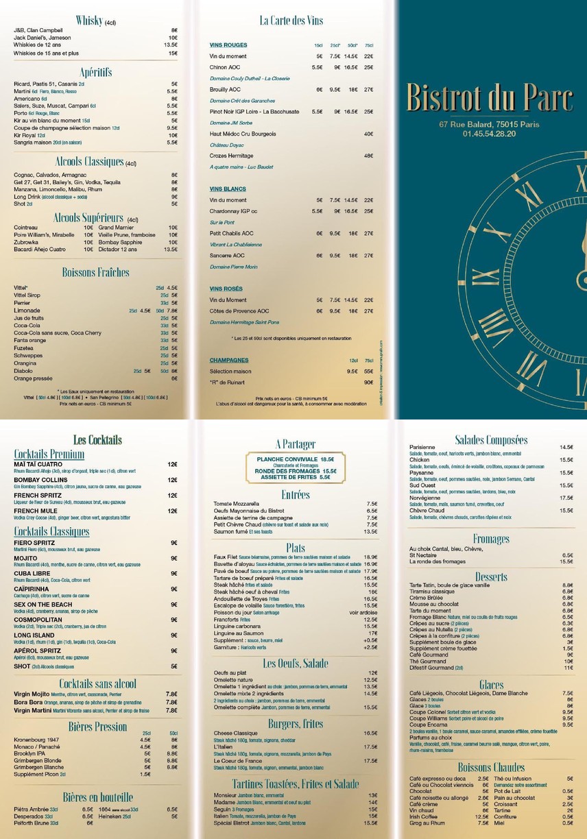 Bistrot du Parc - Balard menu 1