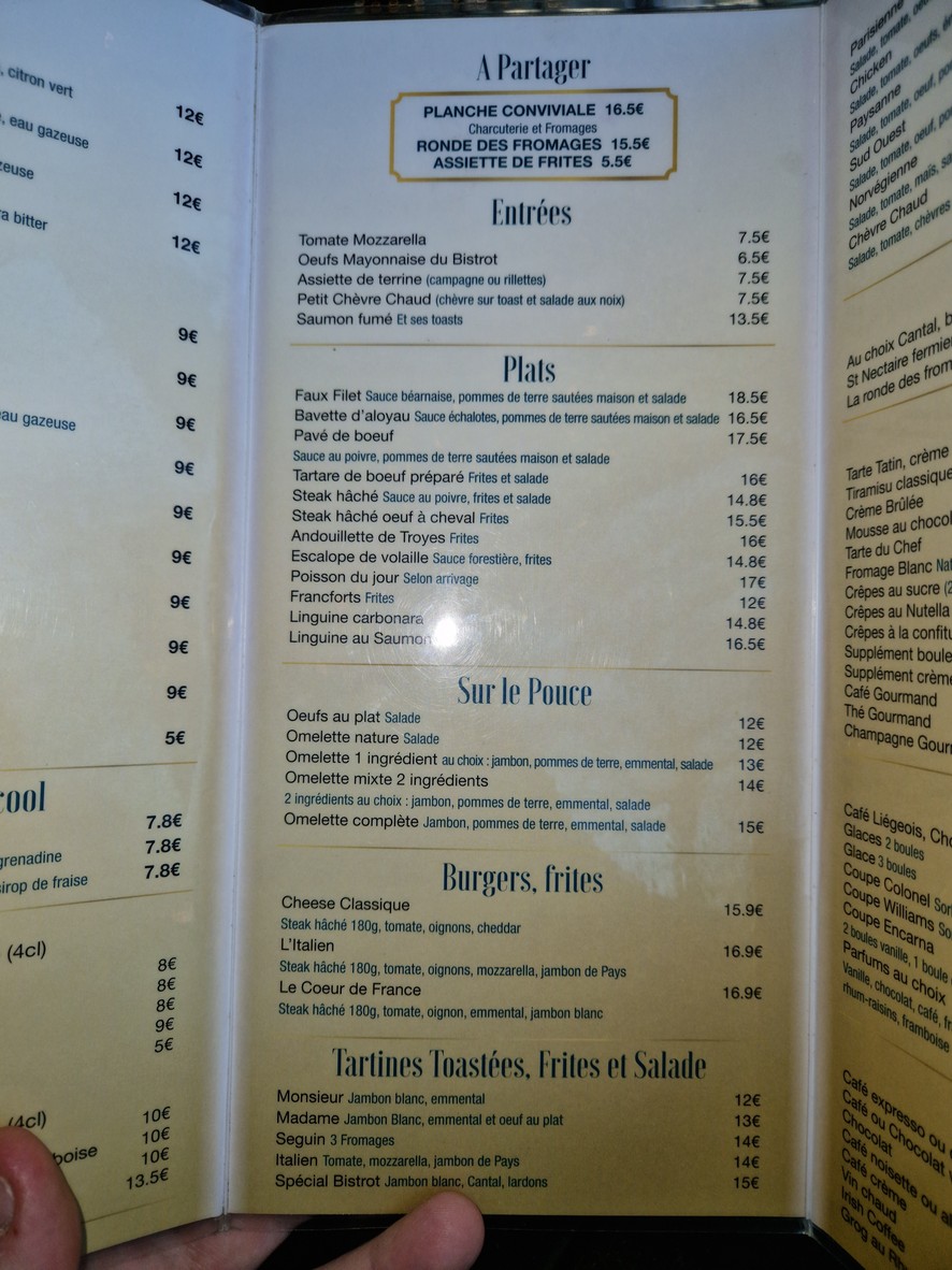 Bistrot du Parc - Balard menu 2