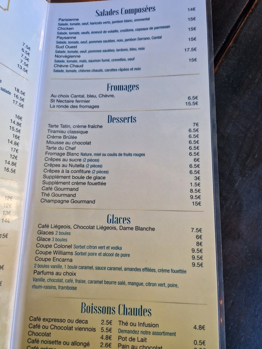 Bistrot du Parc - Balard menu 3