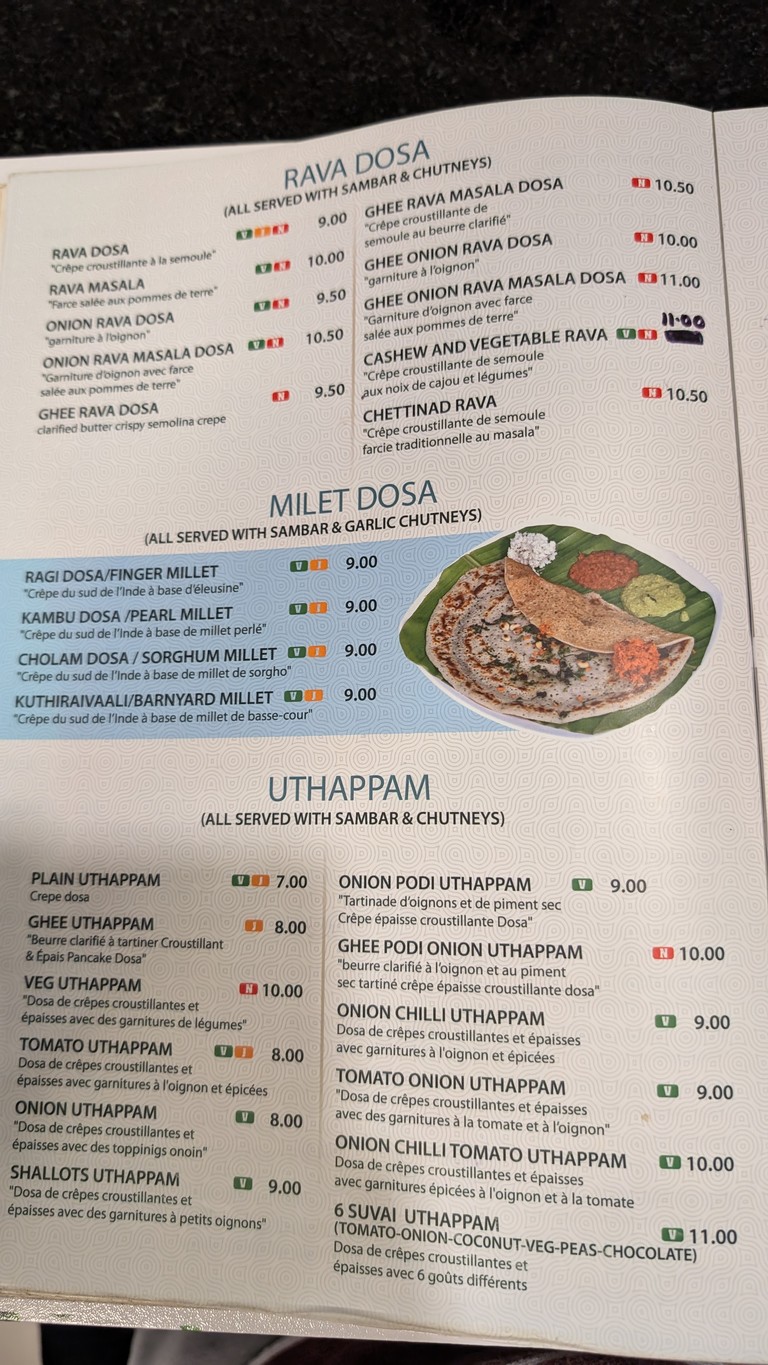 Arya Bhavan Paris menu 2