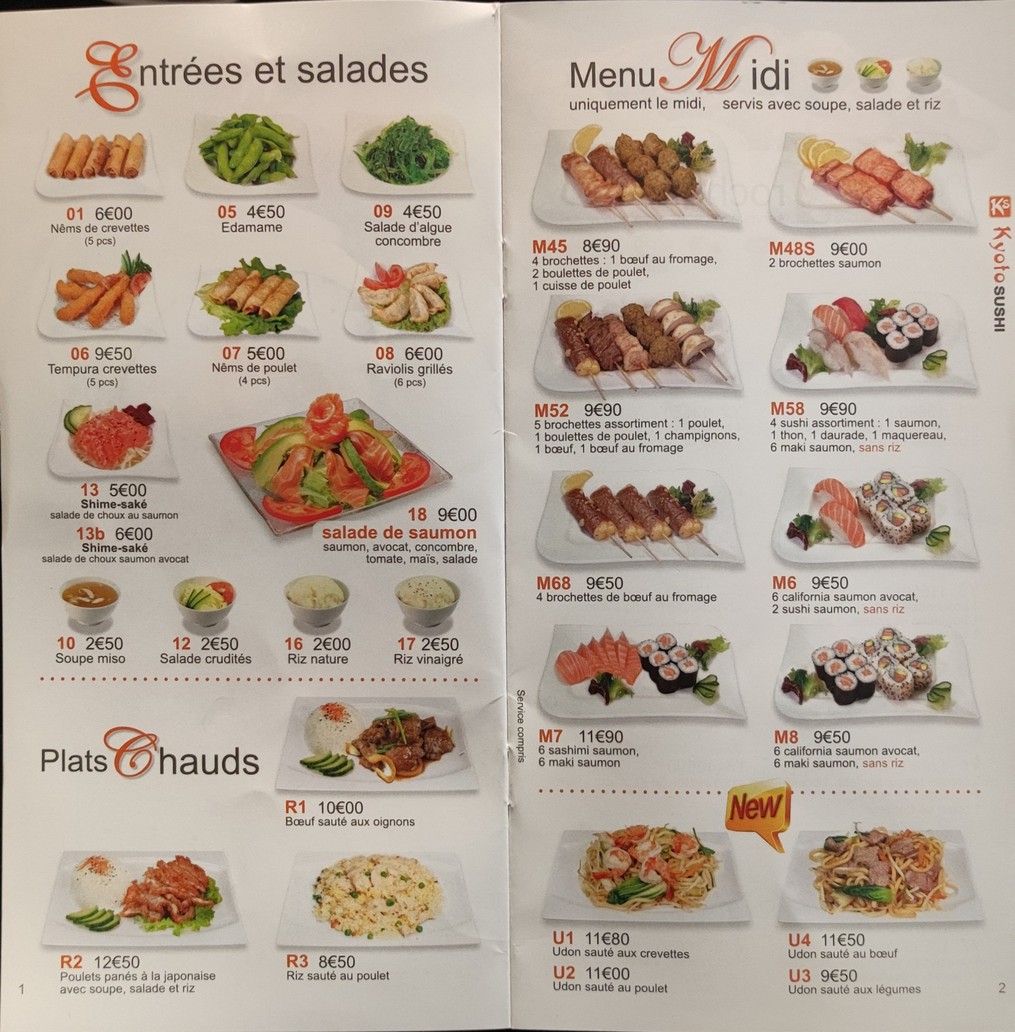 Kyoto Sushi menu 1