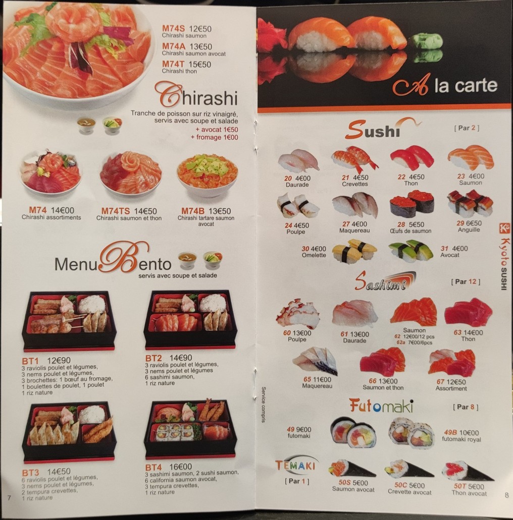 Kyoto Sushi menu 3