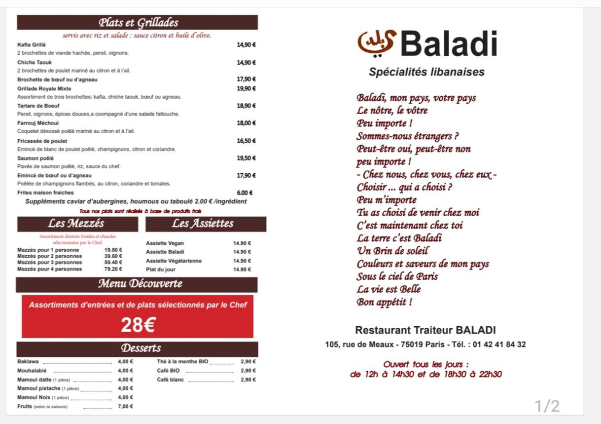 Baladi menu 1