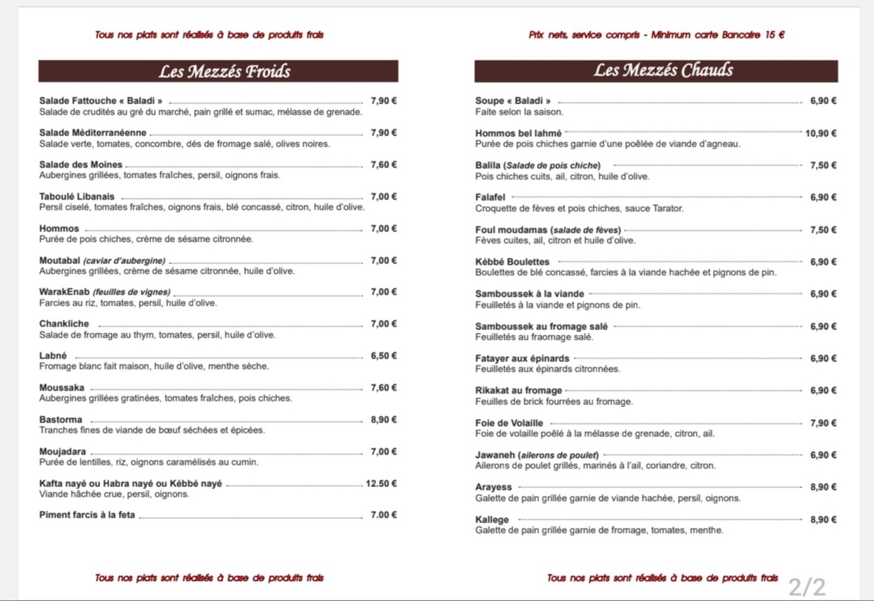 Baladi menu 2