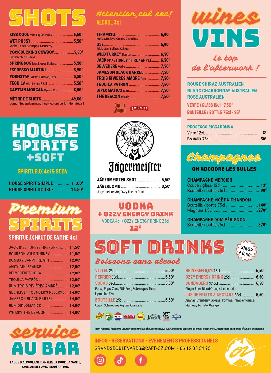 Café Oz Grands Boulevards - The Australian Bar menu 3