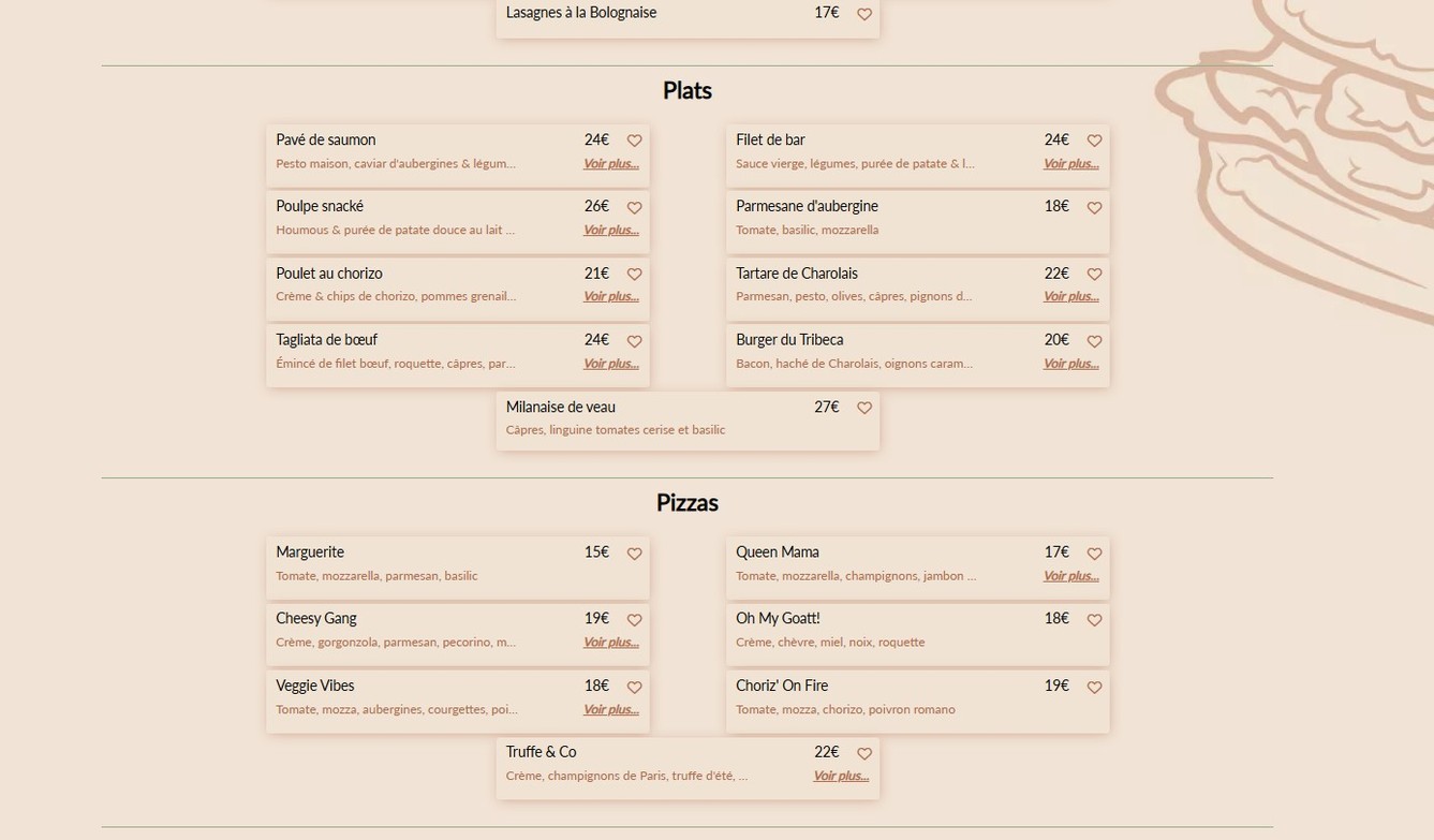 Tribeca menu 3