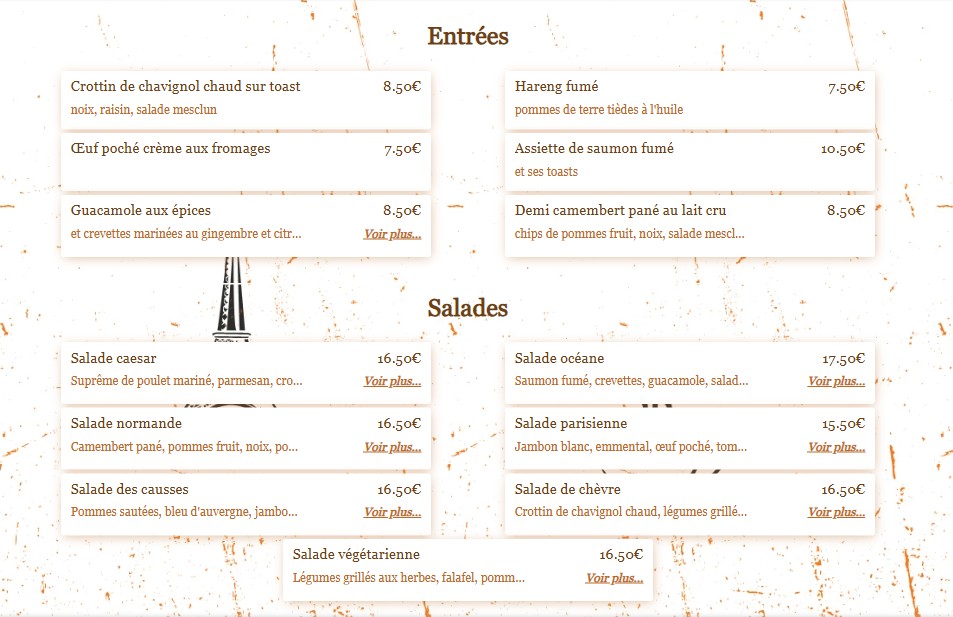 Bomby's Café menu 1
