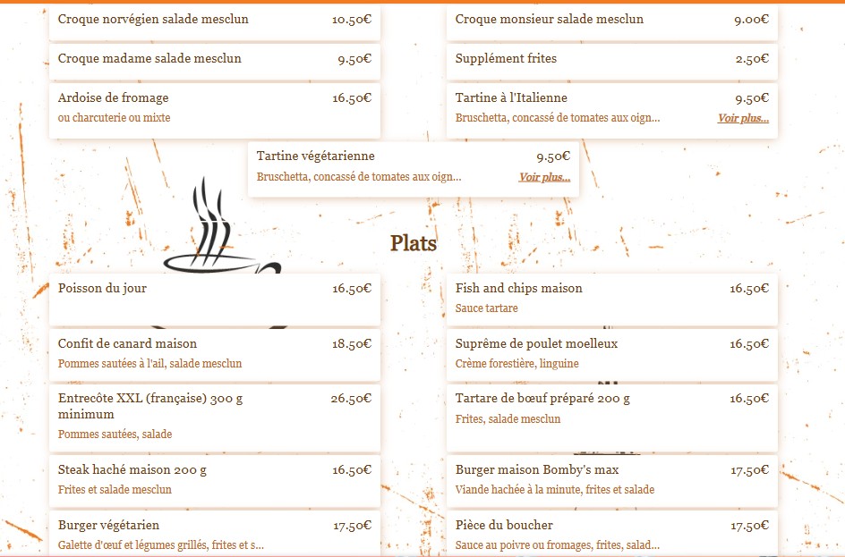 Bomby's Café menu 2