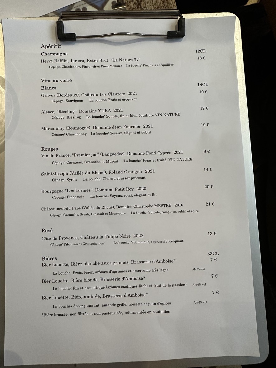 Les Enfants Rouges menu 3