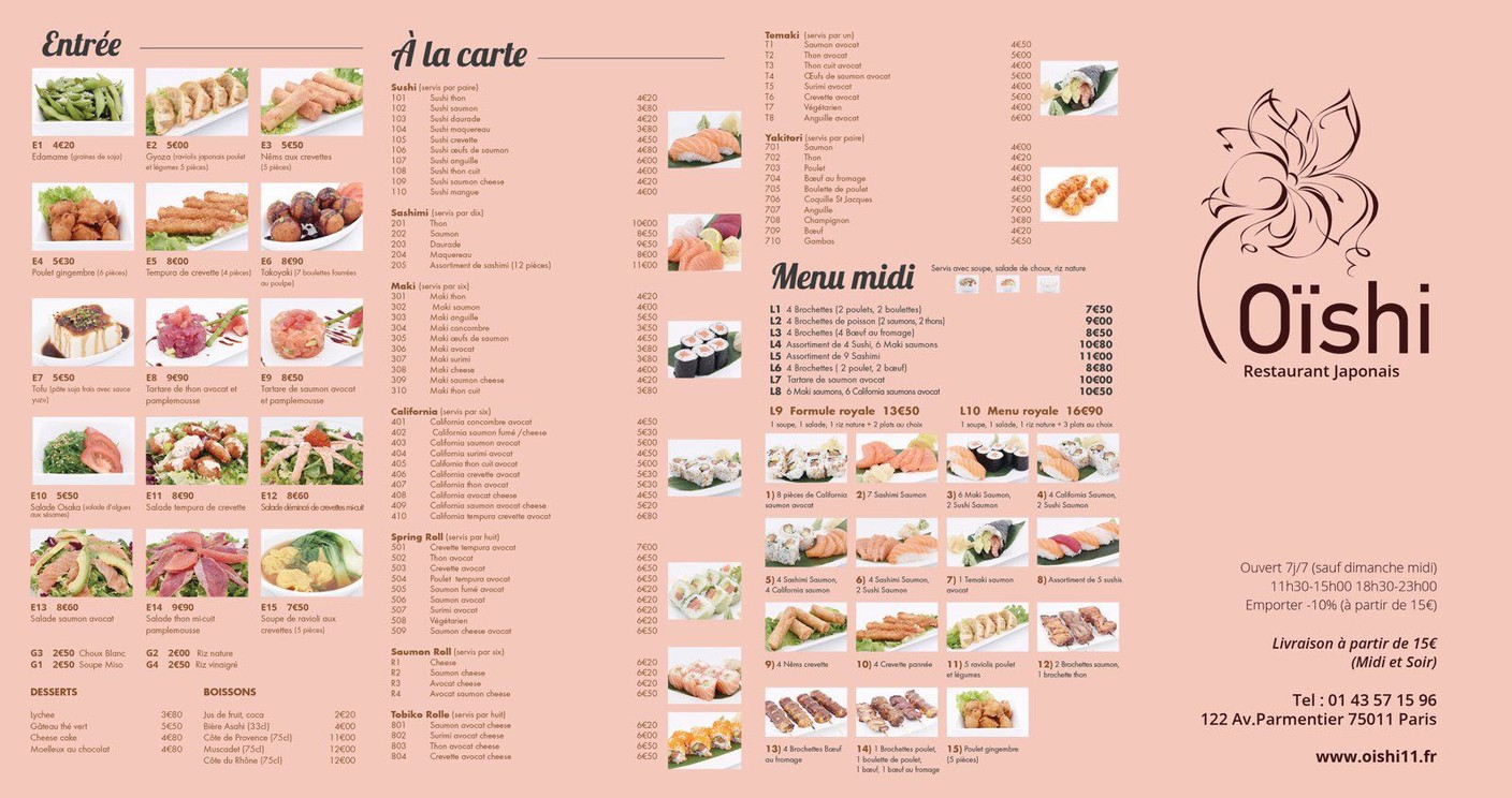 Oishi menu 1