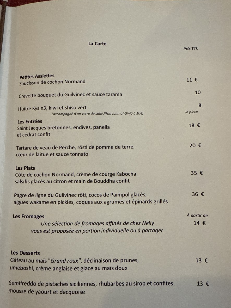 Vantre menu 1