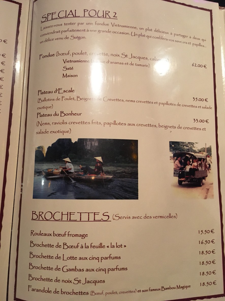 Escale à Saigon menu 2