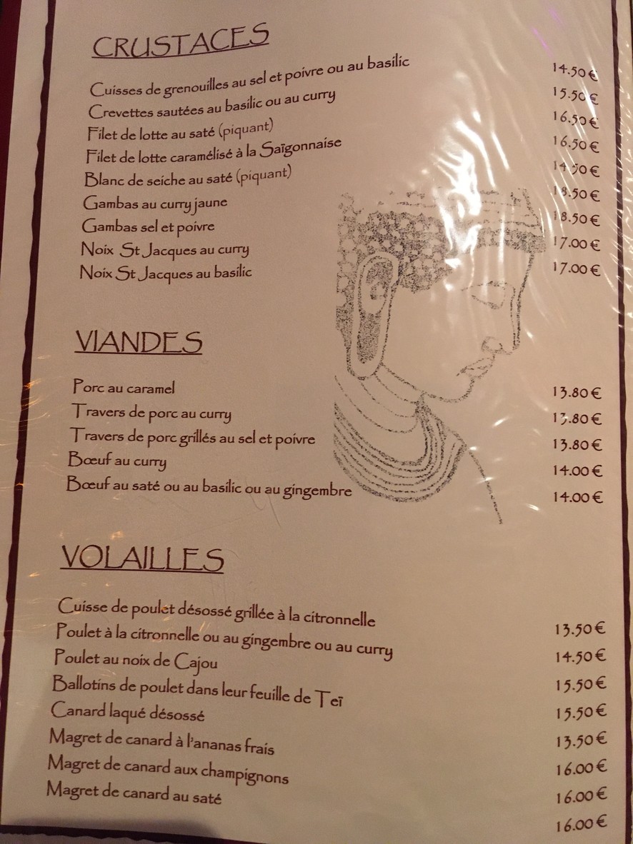 Escale à Saigon menu 3