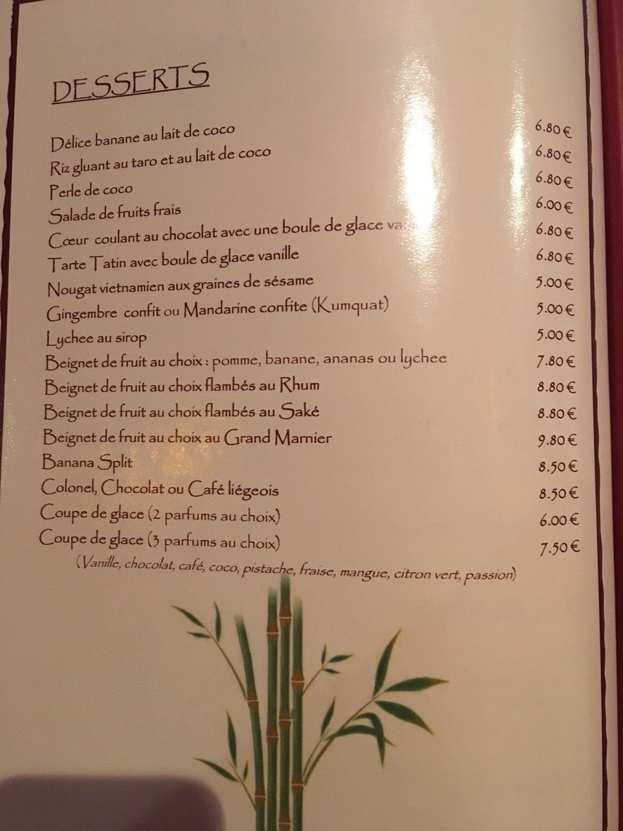 Escale à Saigon menu 4
