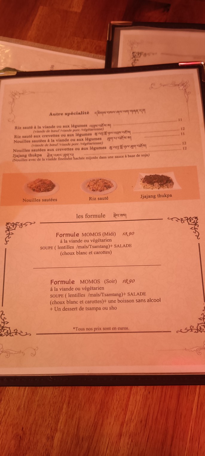 BANAK CUISINE DU TIBET menu 2