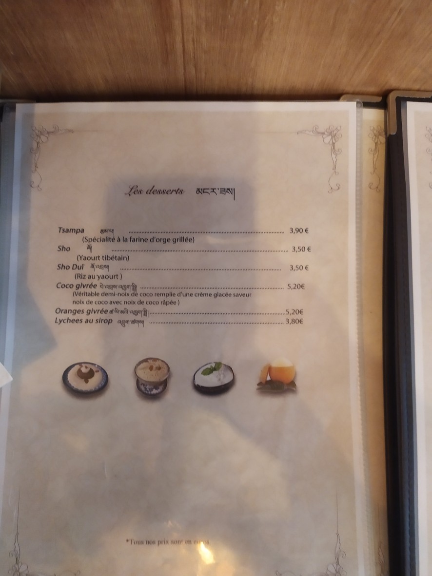 BANAK CUISINE DU TIBET menu 4