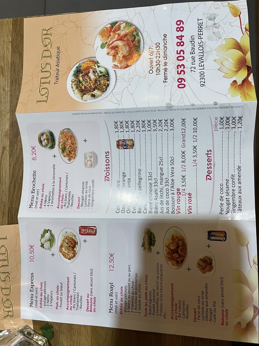 LOTUS D'OR menu 3