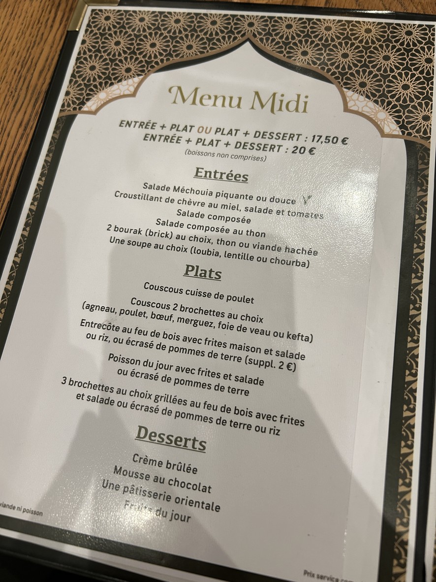 Restaurant La Numidie menu 3