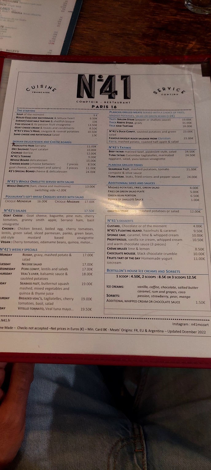Numéro 41 menu 1