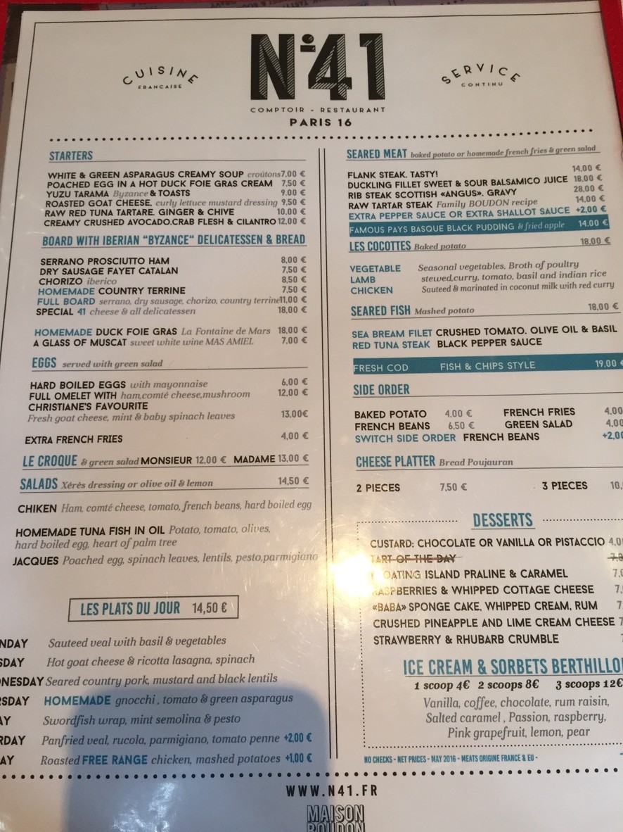Numéro 41 menu 2