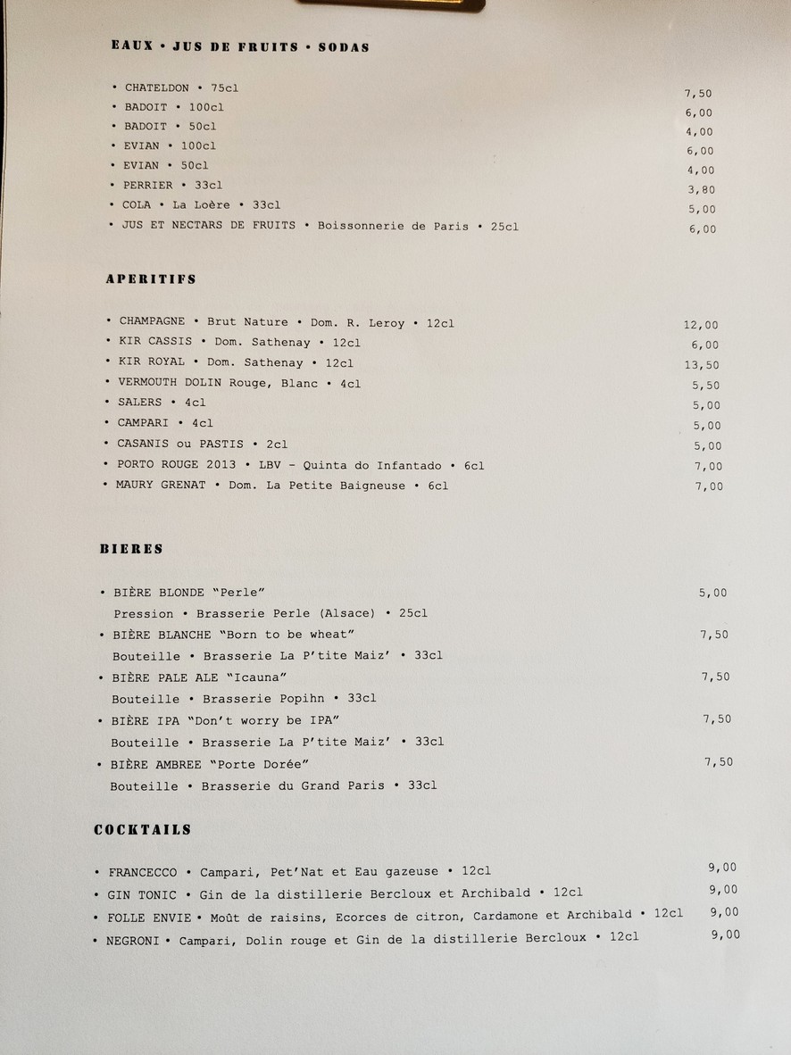 L'Ébauchoir menu 2