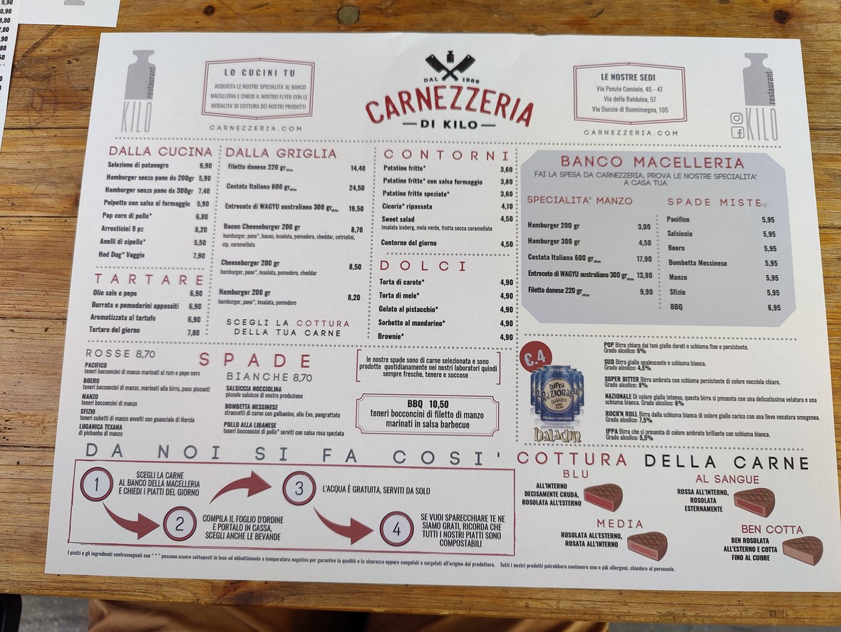 Carnezzeria di Kilo menu 1
