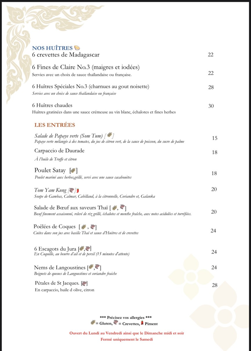 LE 8 CLOS thai menu 1