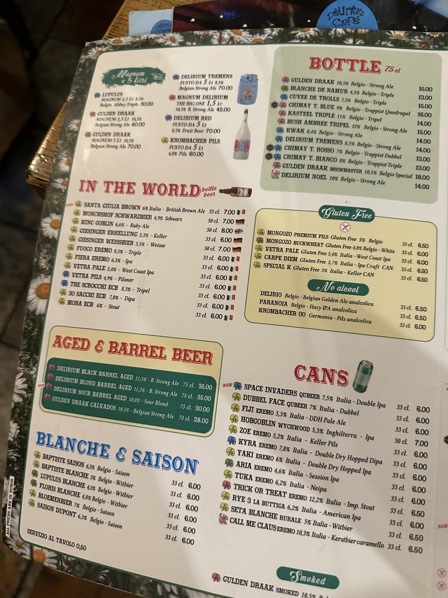 Delirium Café Roma menu 2