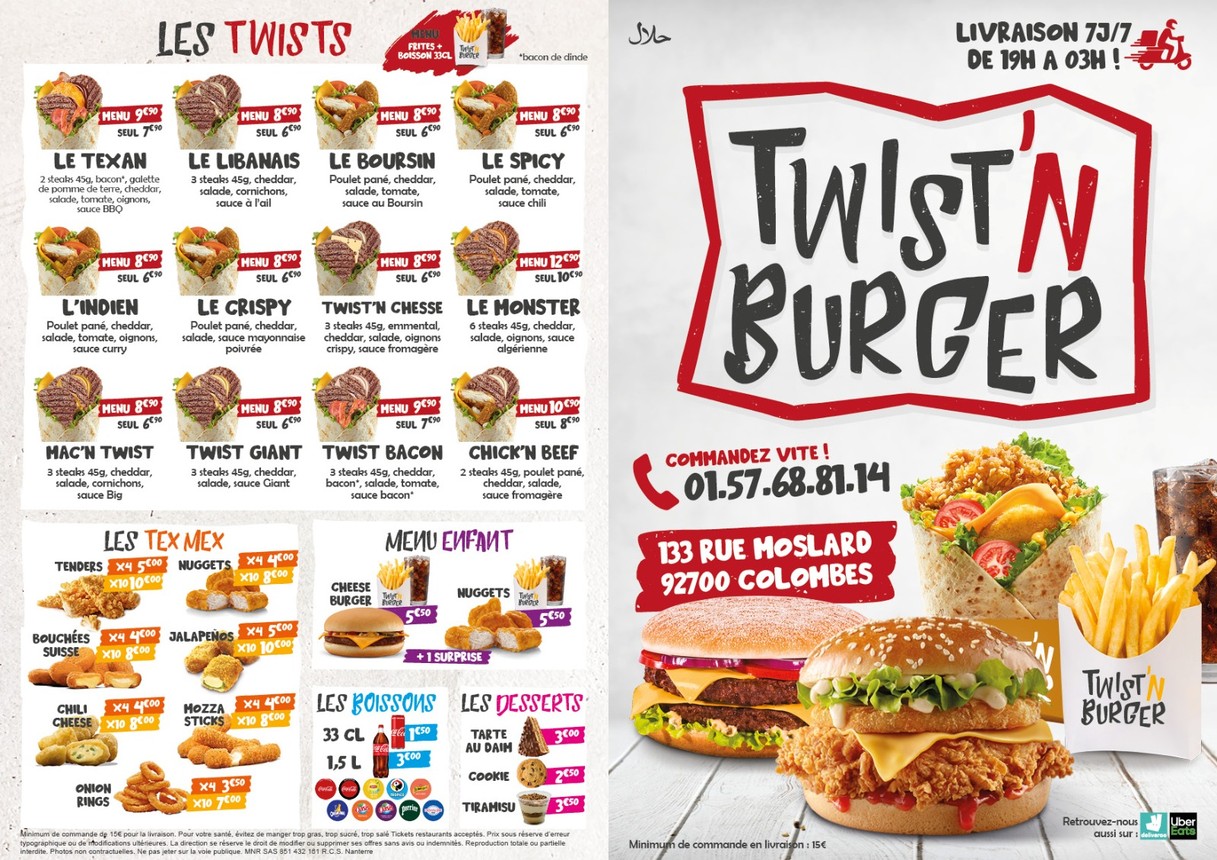 Twist'n Burger menu 1