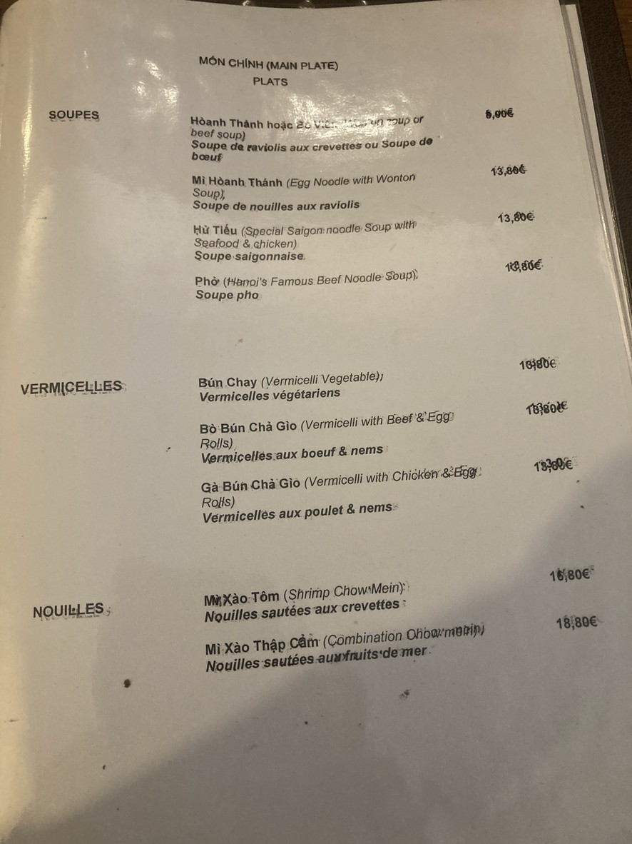 Cô Tư menu 1
