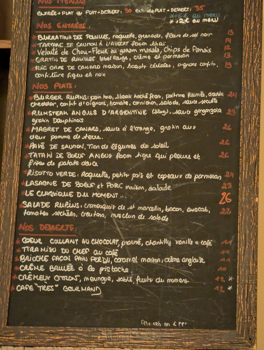 لي روبينز - مطعم باريسي menu 1