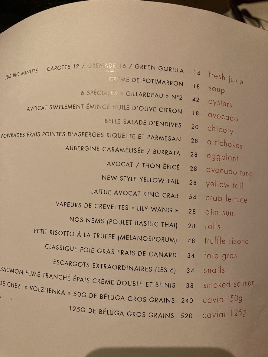 L'Avenue menu 1