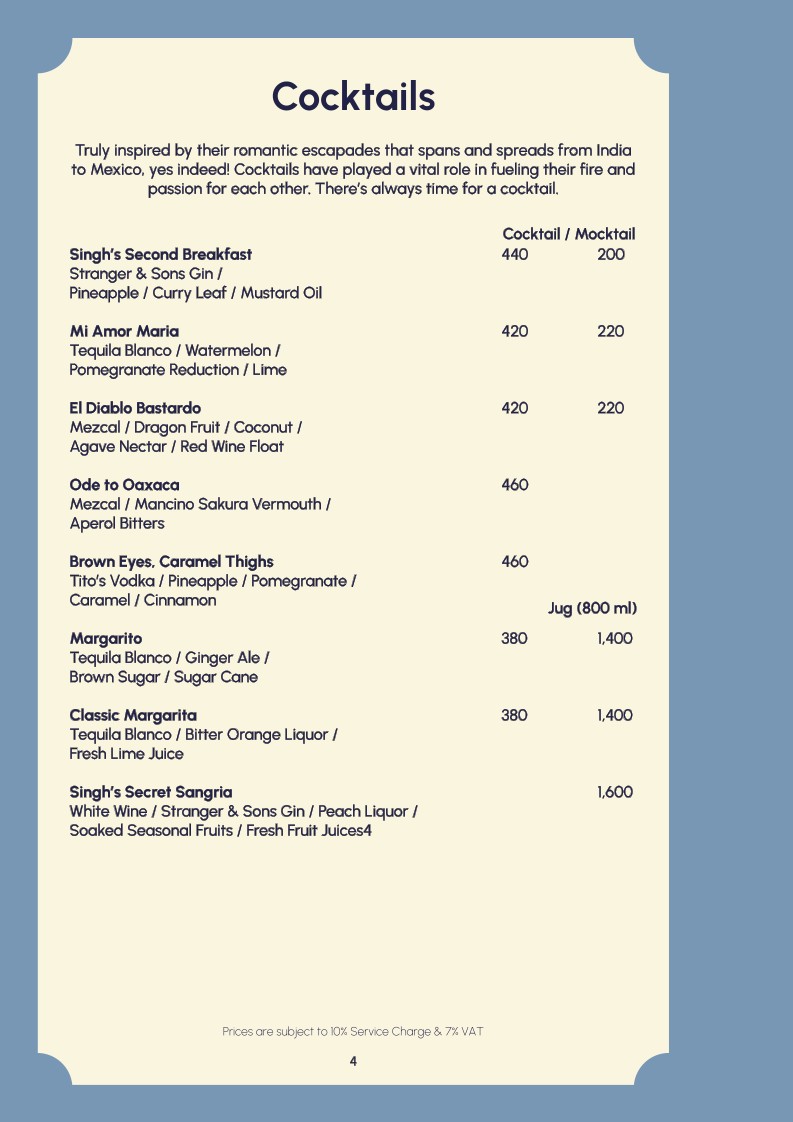Ms. Maria & Mr. Singh menu 1