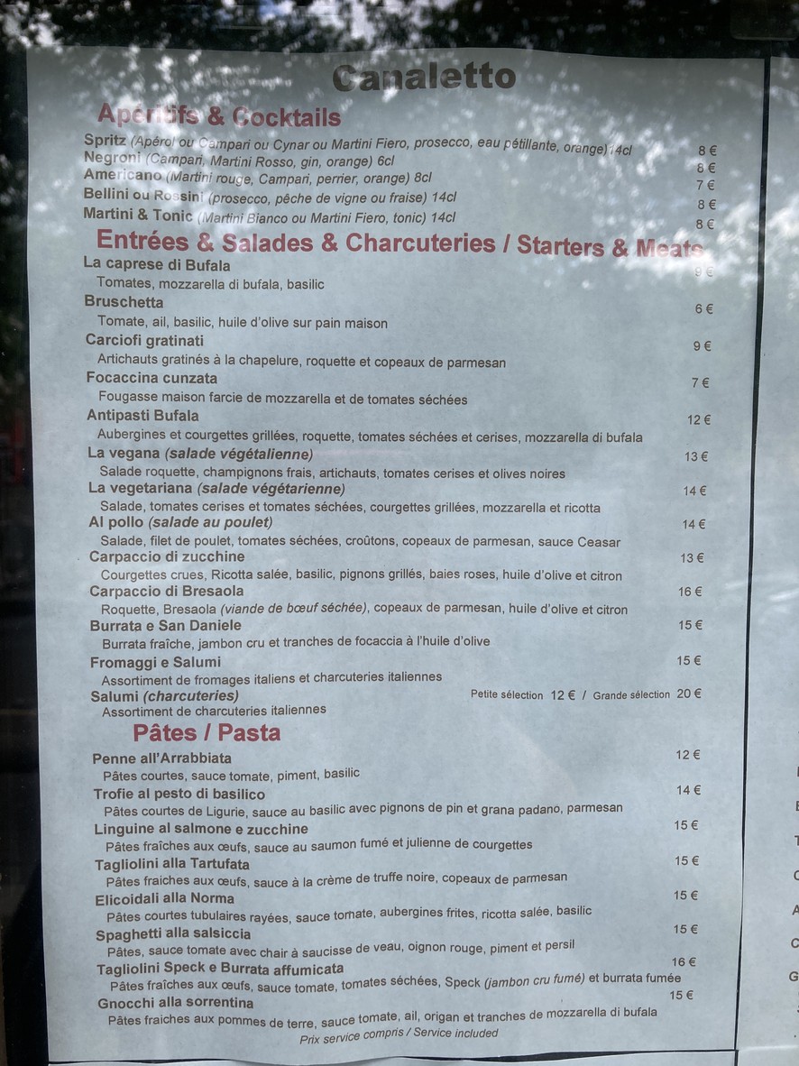 Canaletto Caffè menu 1