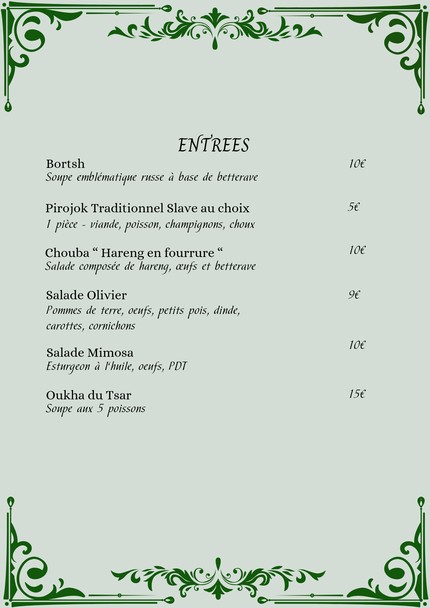L'Ermitage Restaurant Russe Paris 16