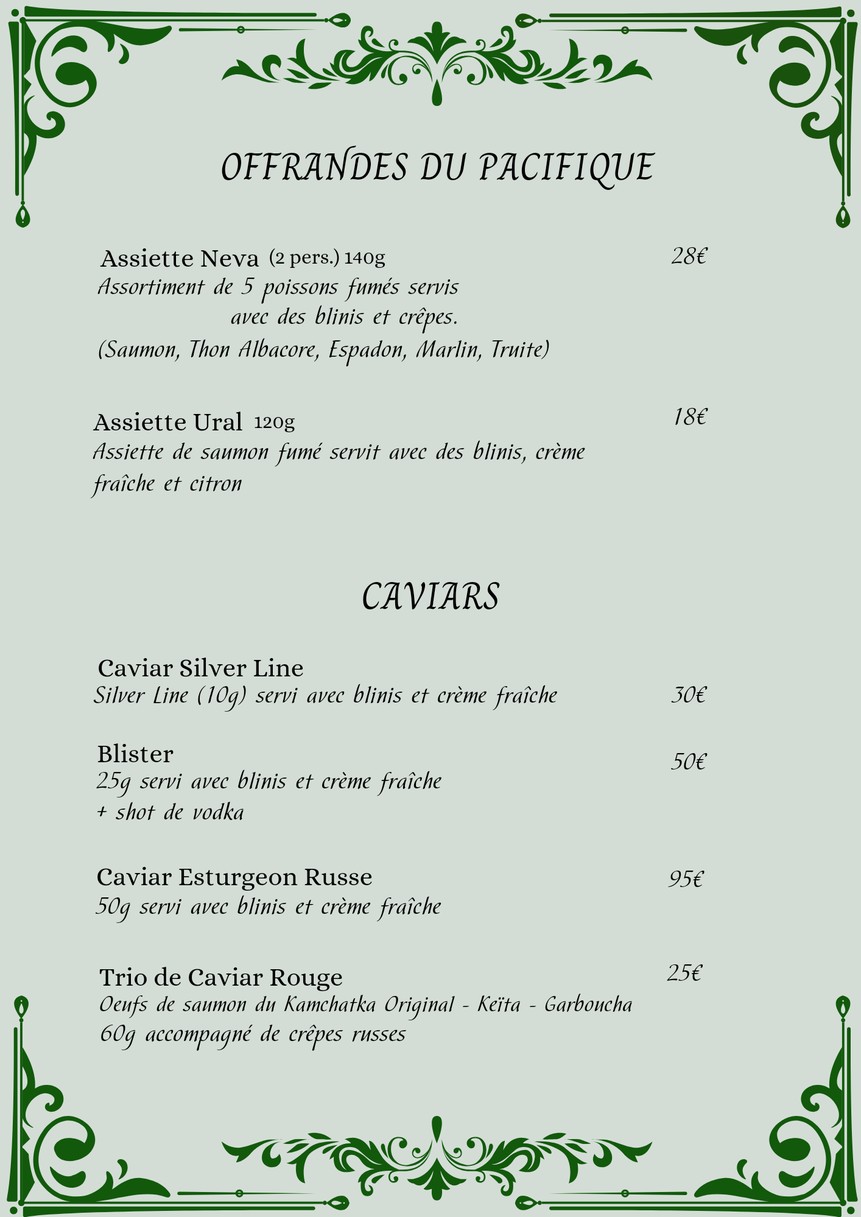 L'Ermitage Restaurant Russe Paris 16 menu 3