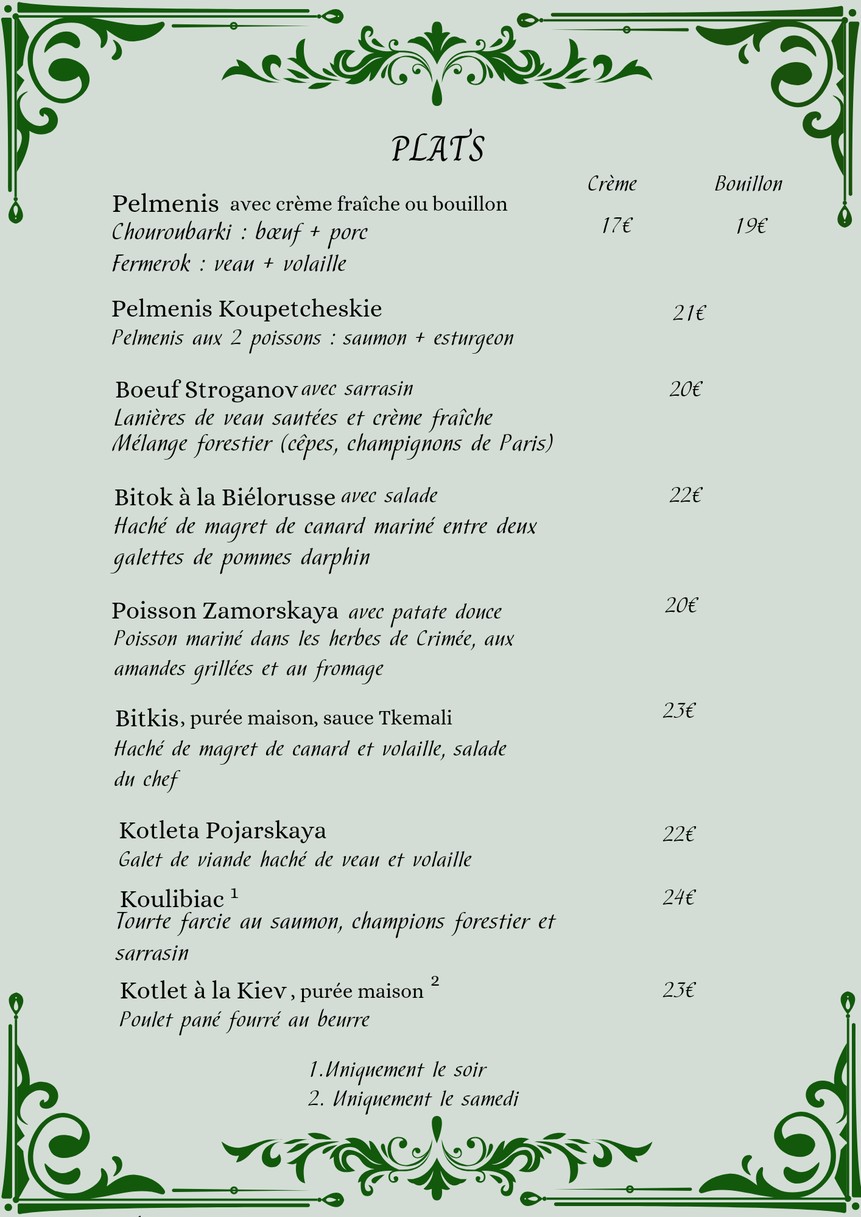 L'Ermitage Restaurant Russe Paris 16 menu 4